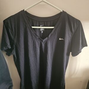 Nike Black Dri-FIT Short Sleeve Tee with White Logo